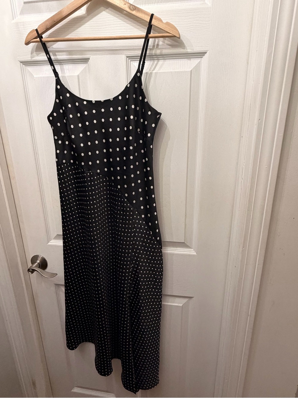a new day Black Polka Dot Midi Slip Dress